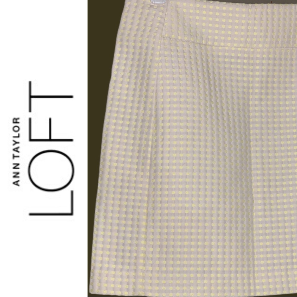 Ann Taylor Loft Yellow/Cream Polka Dot Skirt NWOT
